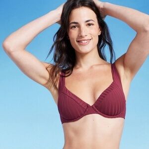 Unlined ribbed bikini top size 32B